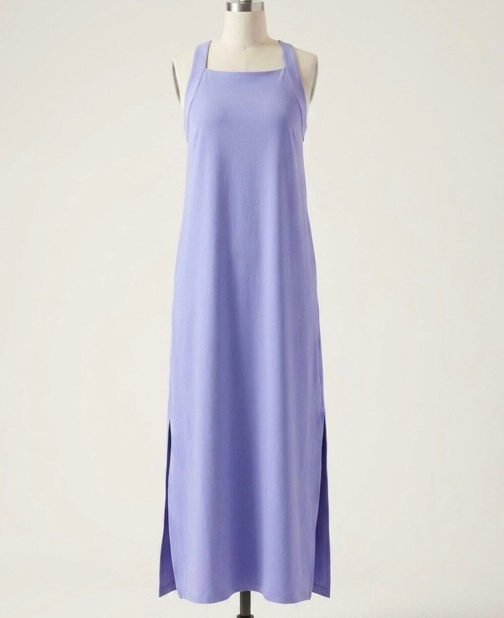 Athleta Arrival Maxi Dress Hyacinth Periwinkle Size L Resort Athleisure Coastal